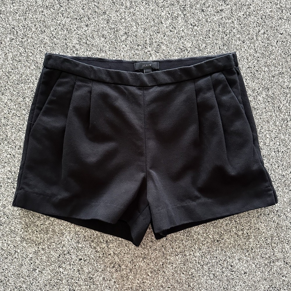 J Crew Shorts Womens 2 29x3 Pleated Mid Rise Black Pull On Side Zip